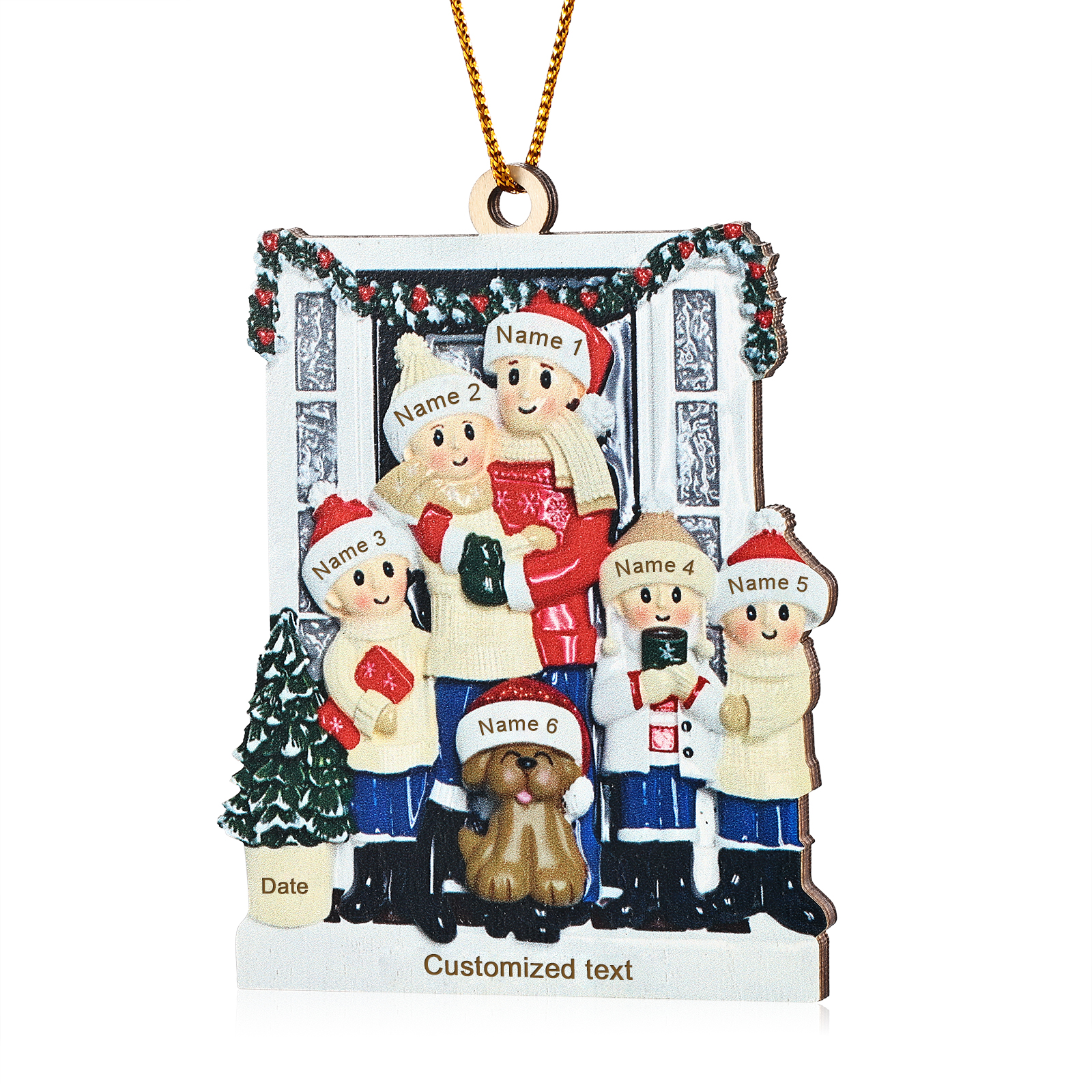 Personalized Family Ornament with Pet Dog Custom with 6 Names Christmas Gift 2024
