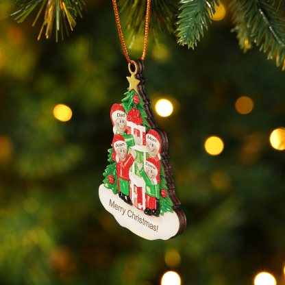 Personalised Christmas Tree with Presents Family Ornament Custom 4 Names Wood Ornament-Jessemade AU