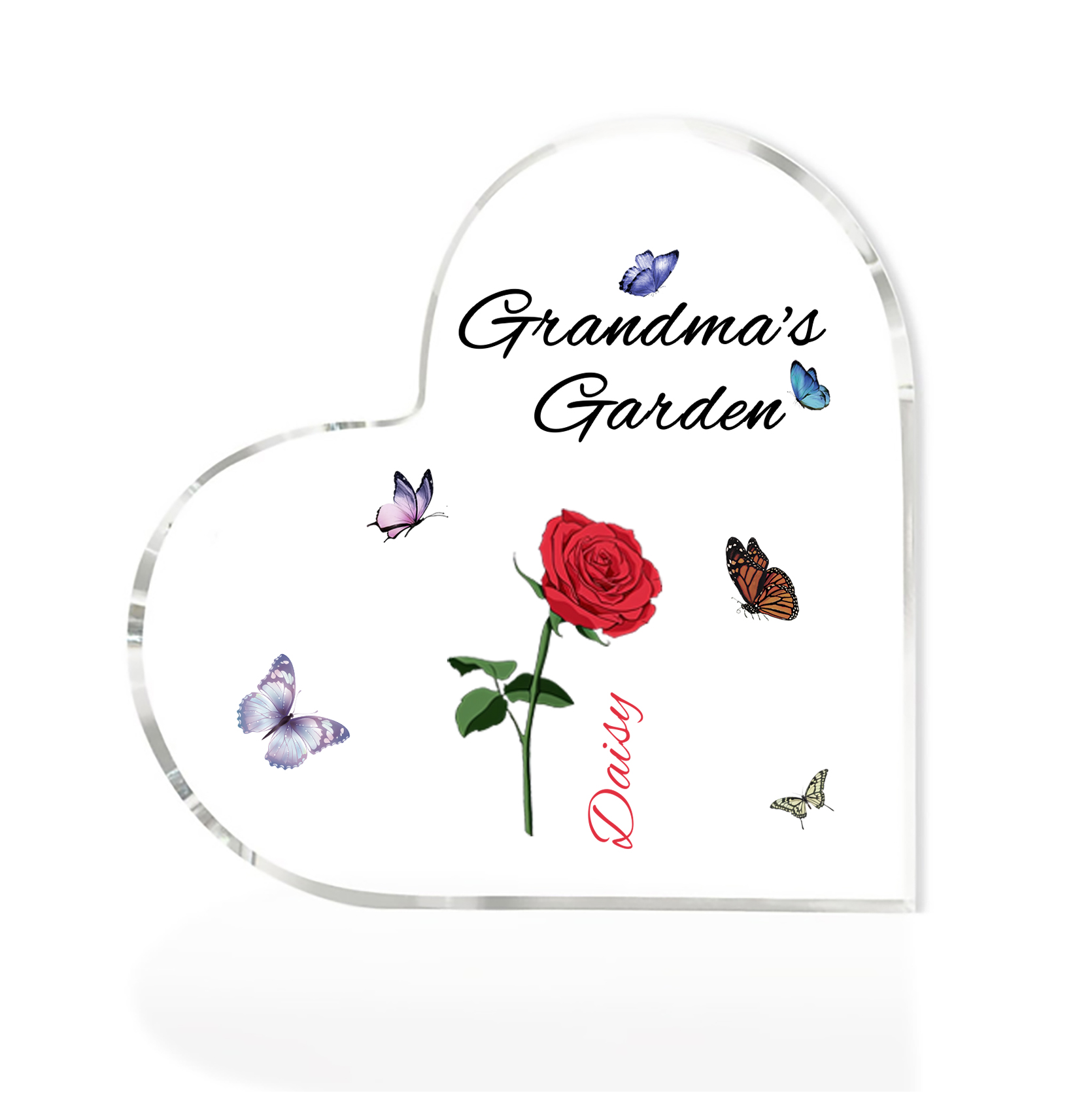 Grandma's Garden Personalised Heart Acrylic Plaque with Custom 1-8 Birth Flowers and Names Family Gift-Jessemade AU