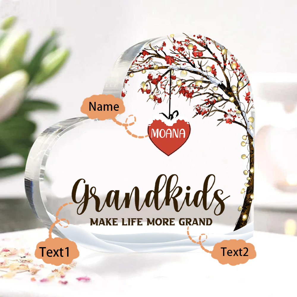 Family Tree Personalised Heart Acrylic Plaque with Custom 1-12 Names Sentimental Gift for Grandparents-Jessemade AU