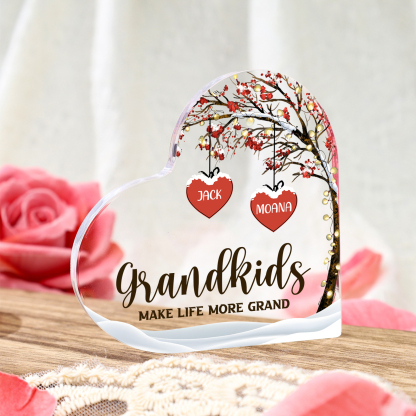 Family Tree Personalised Heart Acrylic Plaque with Custom 1-12 Names Sentimental Gift for Grandparents-Jessemade AU