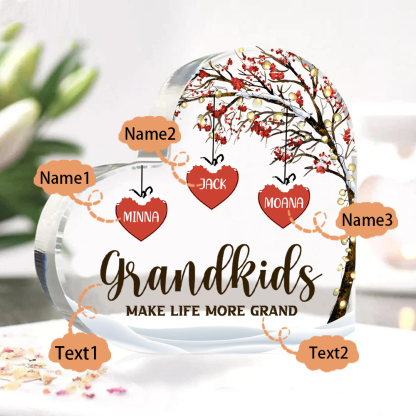 Family Tree Personalised Heart Acrylic Plaque with Custom 1-12 Names Sentimental Gift for Grandparents-Jessemade AU