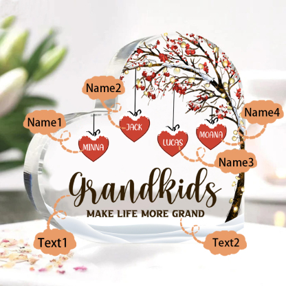 Family Tree Personalised Heart Acrylic Plaque with Custom 1-12 Names Sentimental Gift for Grandparents-Jessemade AU