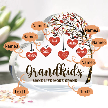 Family Tree Personalised Heart Acrylic Plaque with Custom 1-12 Names Sentimental Gift for Grandparents-Jessemade AU