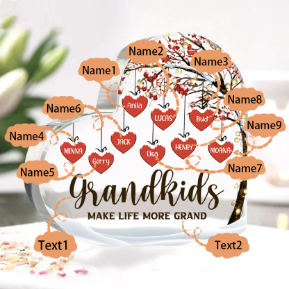 Family Tree Personalised Heart Acrylic Plaque with Custom 1-12 Names Sentimental Gift for Grandparents-Jessemade AU