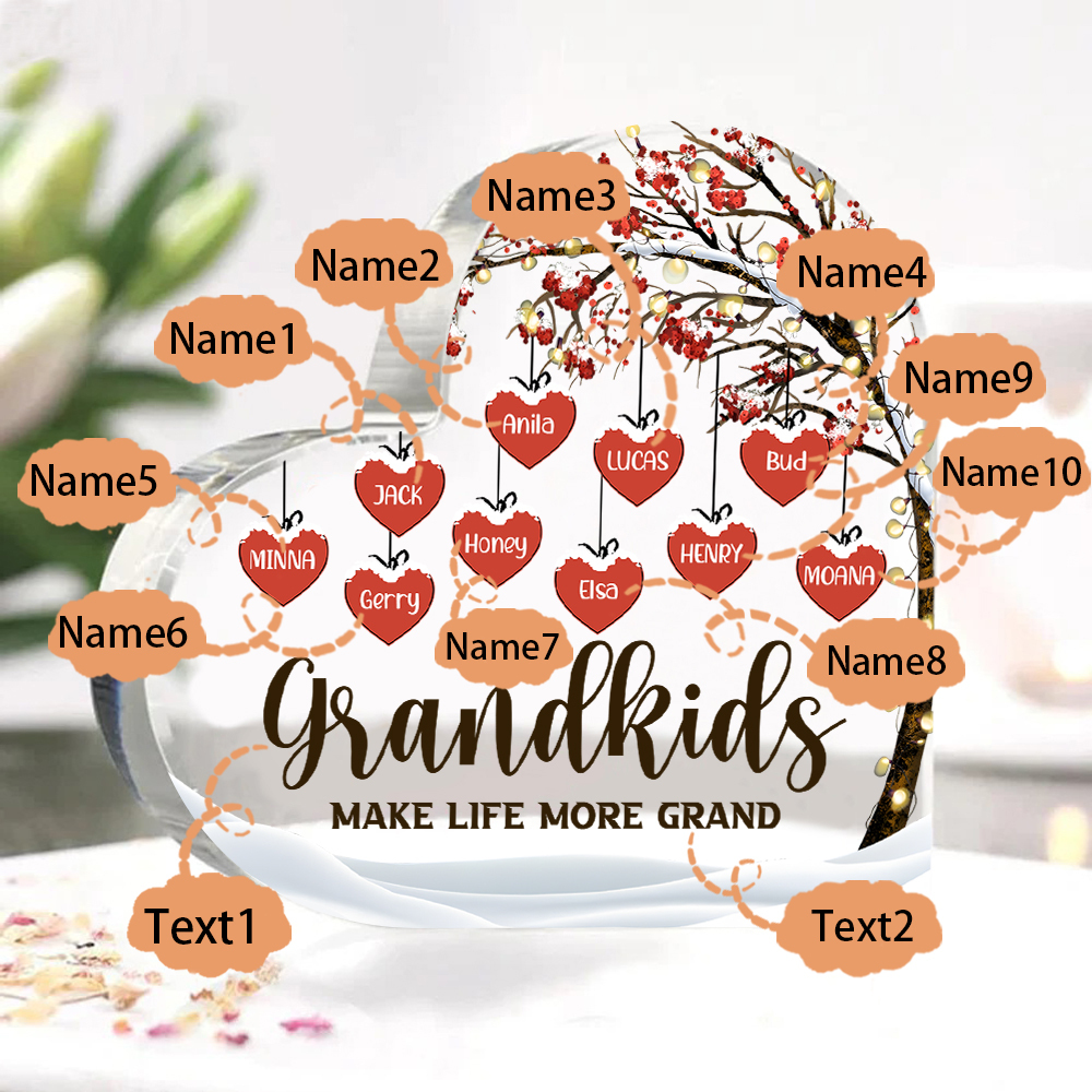 Family Tree Personalised Heart Acrylic Plaque with Custom 1-12 Names Sentimental Gift for Grandparents-Jessemade AU