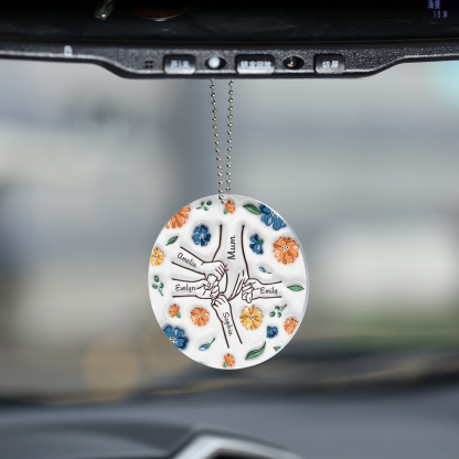 Holding Hand and Flower Personalised Acrylic Ornament with Custom 2-9 Names Christmas Family Gift-Jessemade AU