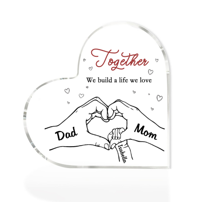 Personalised Family Heart Acrylic Plaque Custom with 3 Names Heart Hand Gift for Parents-Jessemade AU