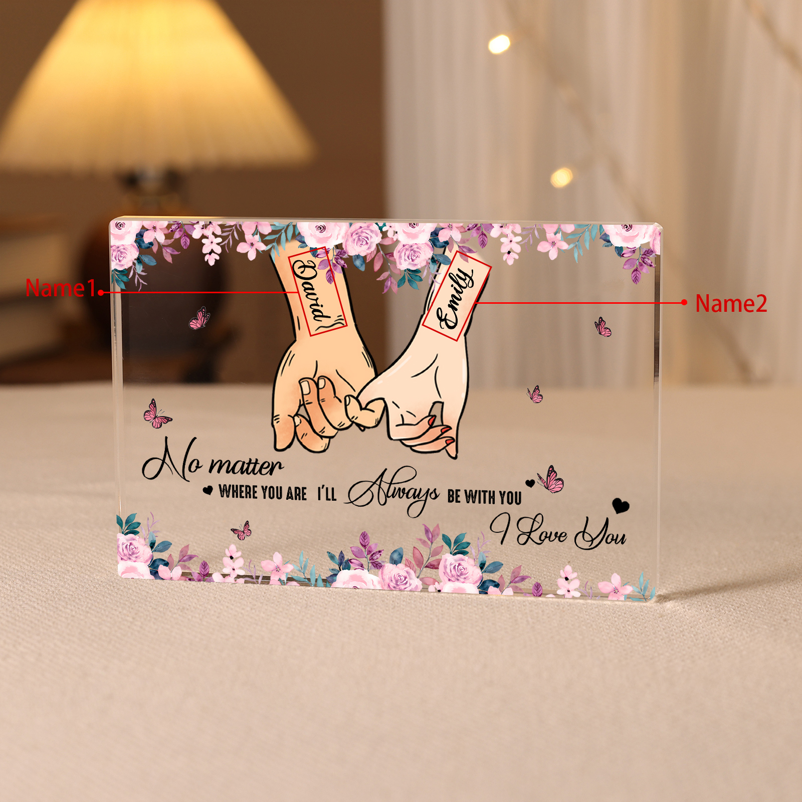 Personalised Couple Pinky Promise Acrylic Plaque with Custom Names A Lasting Symbol of Love