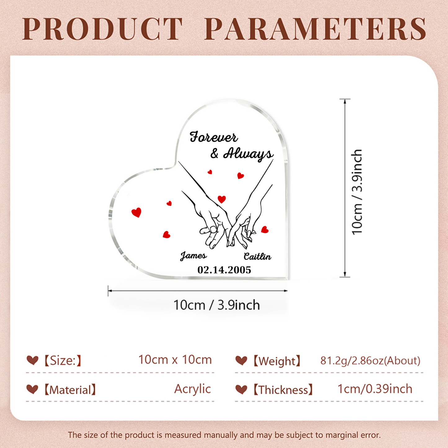Forever & Always Personalised Acrylic Plaque for Couples Custom 2 Names & Date Keepsake-Jessemade AU