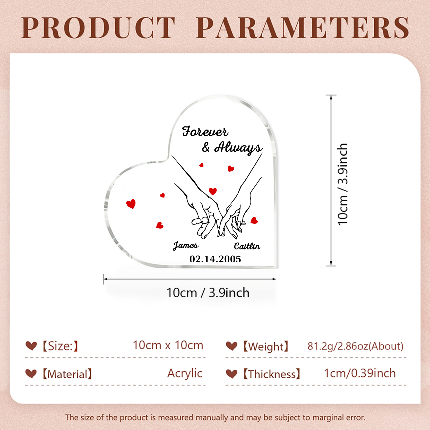 Forever & Always Personalised Acrylic Plaque for Couples Custom 2 Names & Date Keepsake-Jessemade AU