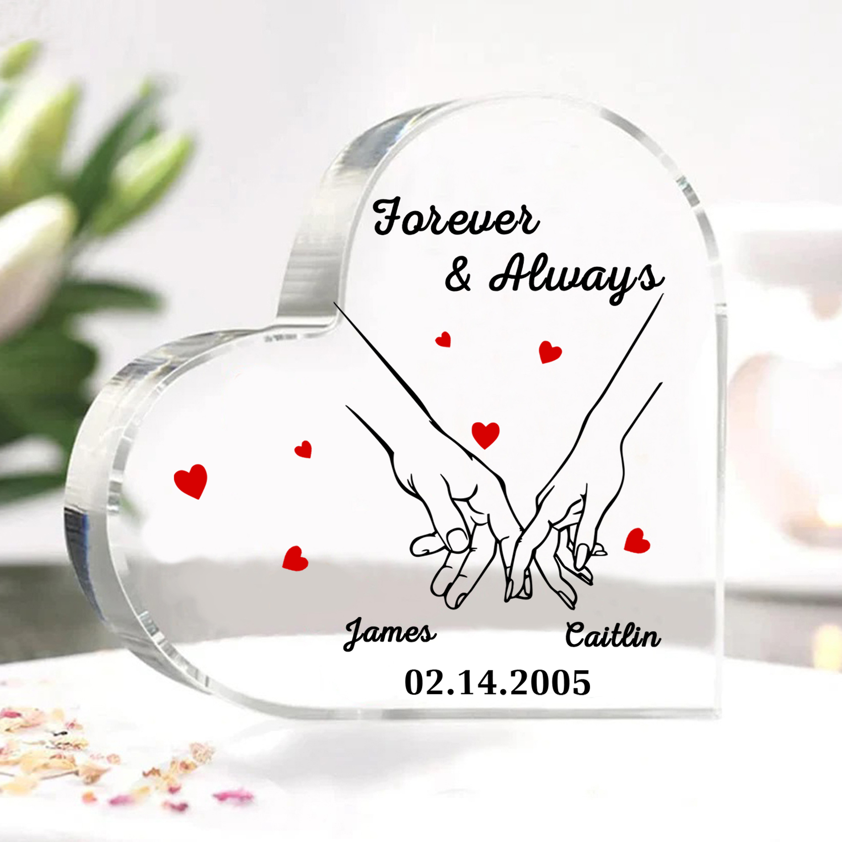 Forever & Always Personalised Acrylic Plaque for Couples Custom 2 Names & Date Keepsake-Jessemade AU