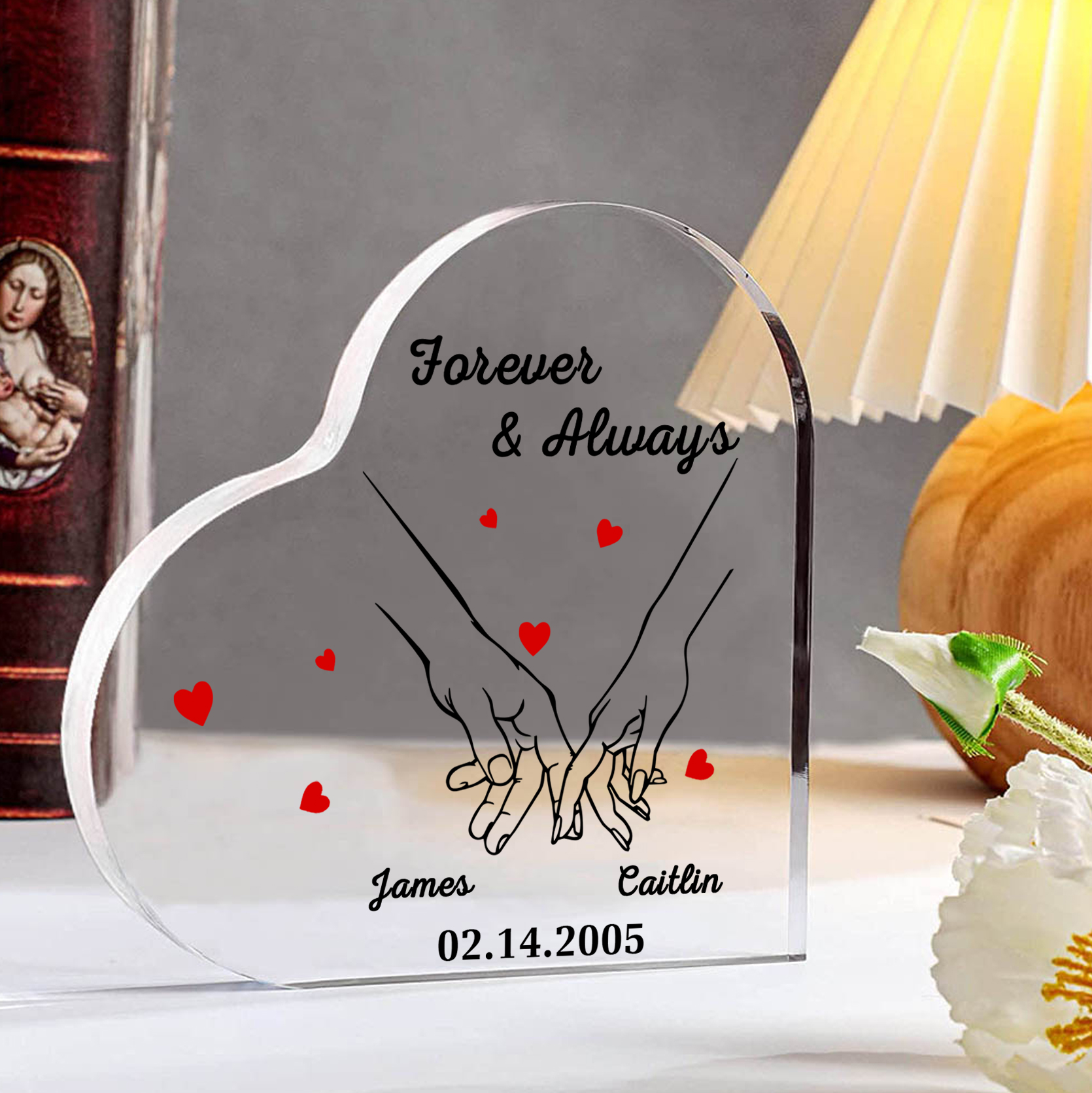 Forever & Always Personalised Acrylic Plaque for Couples Custom 2 Names & Date Keepsake-Jessemade AU