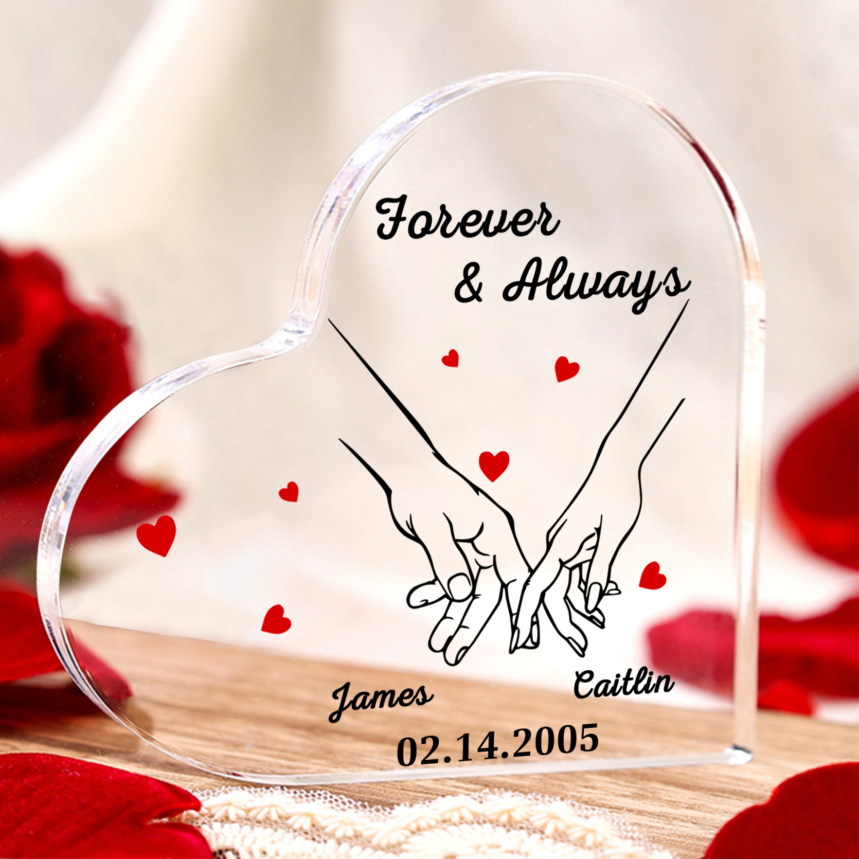 Forever & Always Personalised Acrylic Plaque for Couples Custom 2 Names & Date Keepsake-Jessemade AU