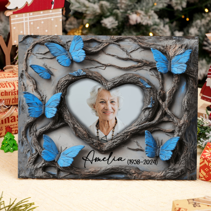Personalised Memorial Frame with Photo Name & Year with Elegant Blue Butterfly Design-Jessemade AU