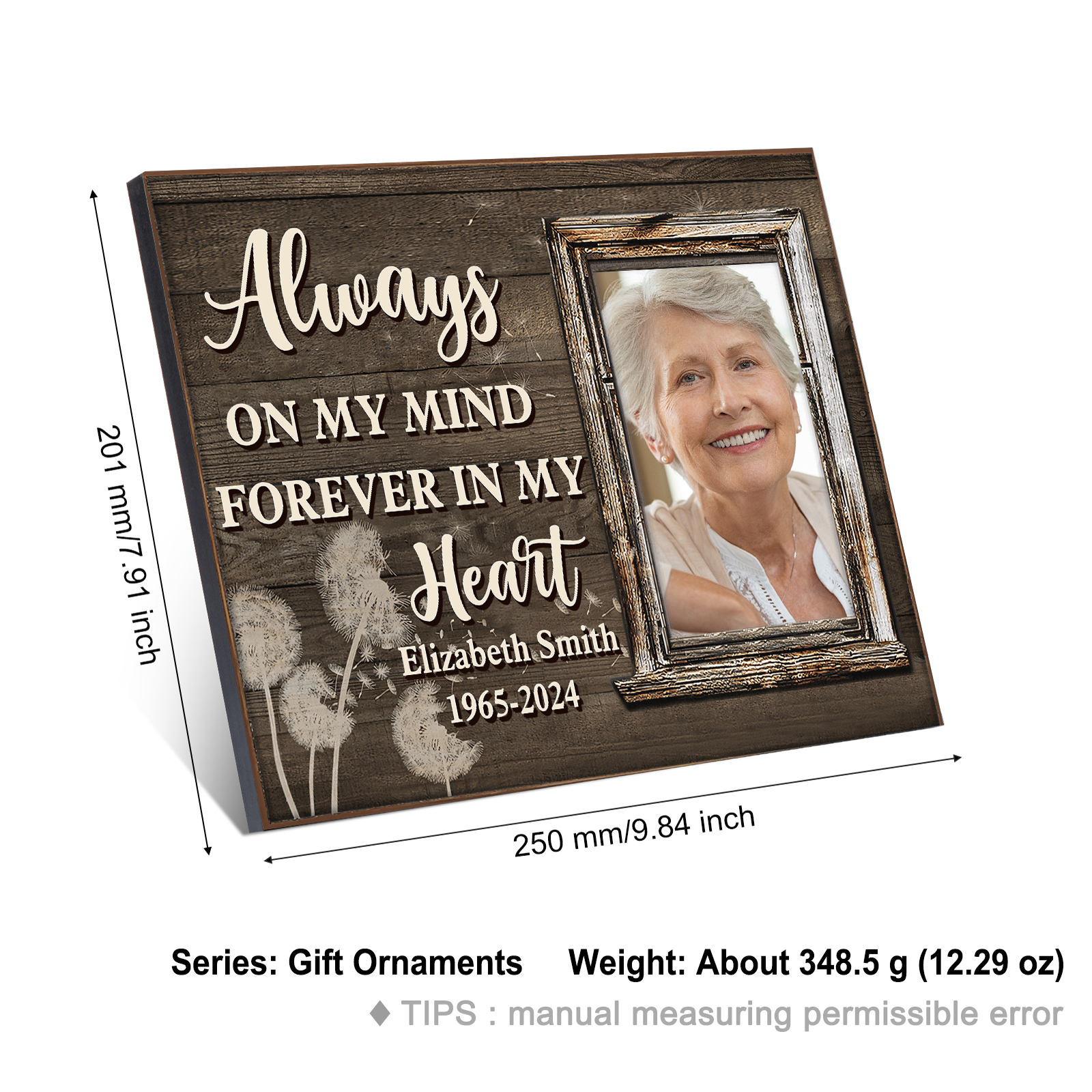 Personalised Memorial Frame with Photo Name & Year A Lasting Tribute-Jessemade AU