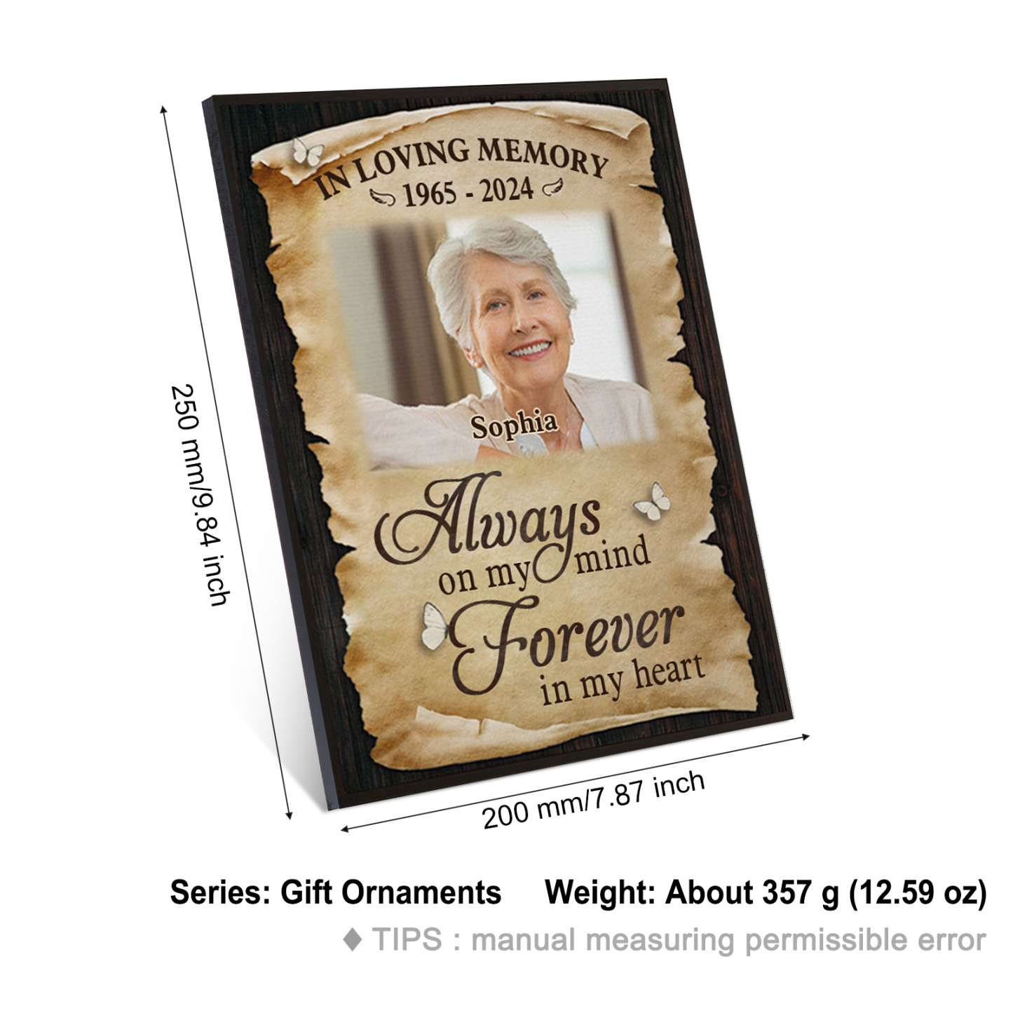 Personalised Memorial Frame with Photo Name & Year Heartfelt Remembrance Gift-Jessemade AU