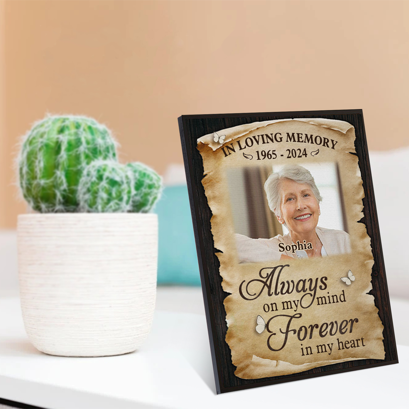 Personalised Memorial Frame with Photo Name & Year Heartfelt Remembrance Gift-Jessemade AU