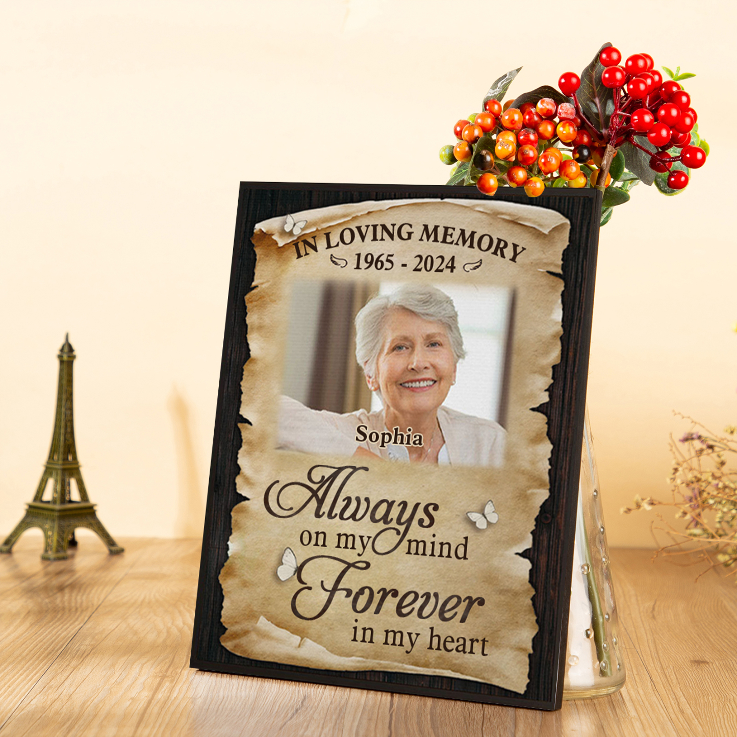 Personalised Memorial Frame with Photo Name & Year Heartfelt Remembrance Gift-Jessemade AU