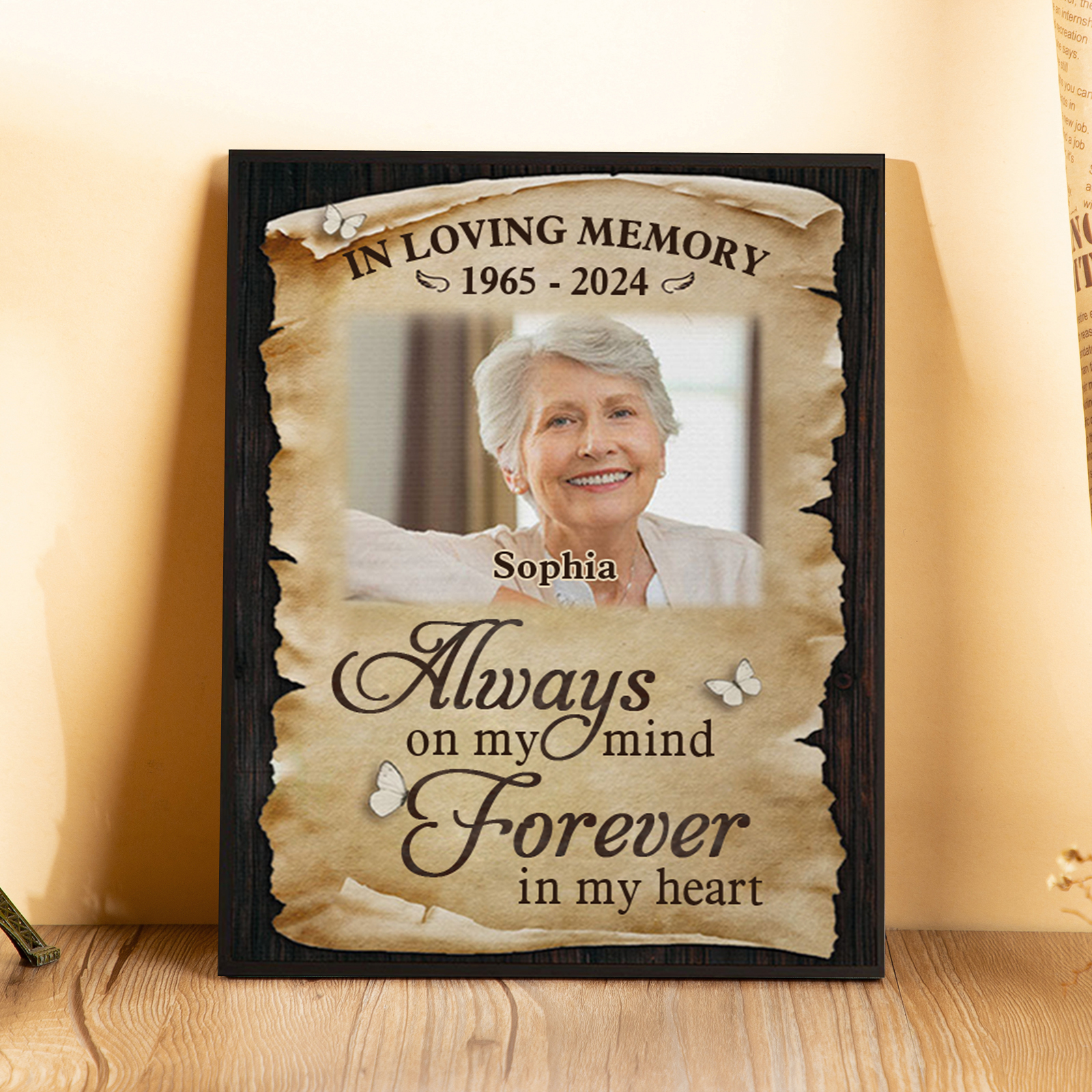 Personalised Memorial Frame with Photo, Name & Year Heartfelt Remembrance Gift