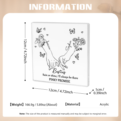 Personalised Acrylic Plaque Custom 2 Names 2 Birth Flowers Gift for Soul Sister Bestie Friend-Jessemade AU