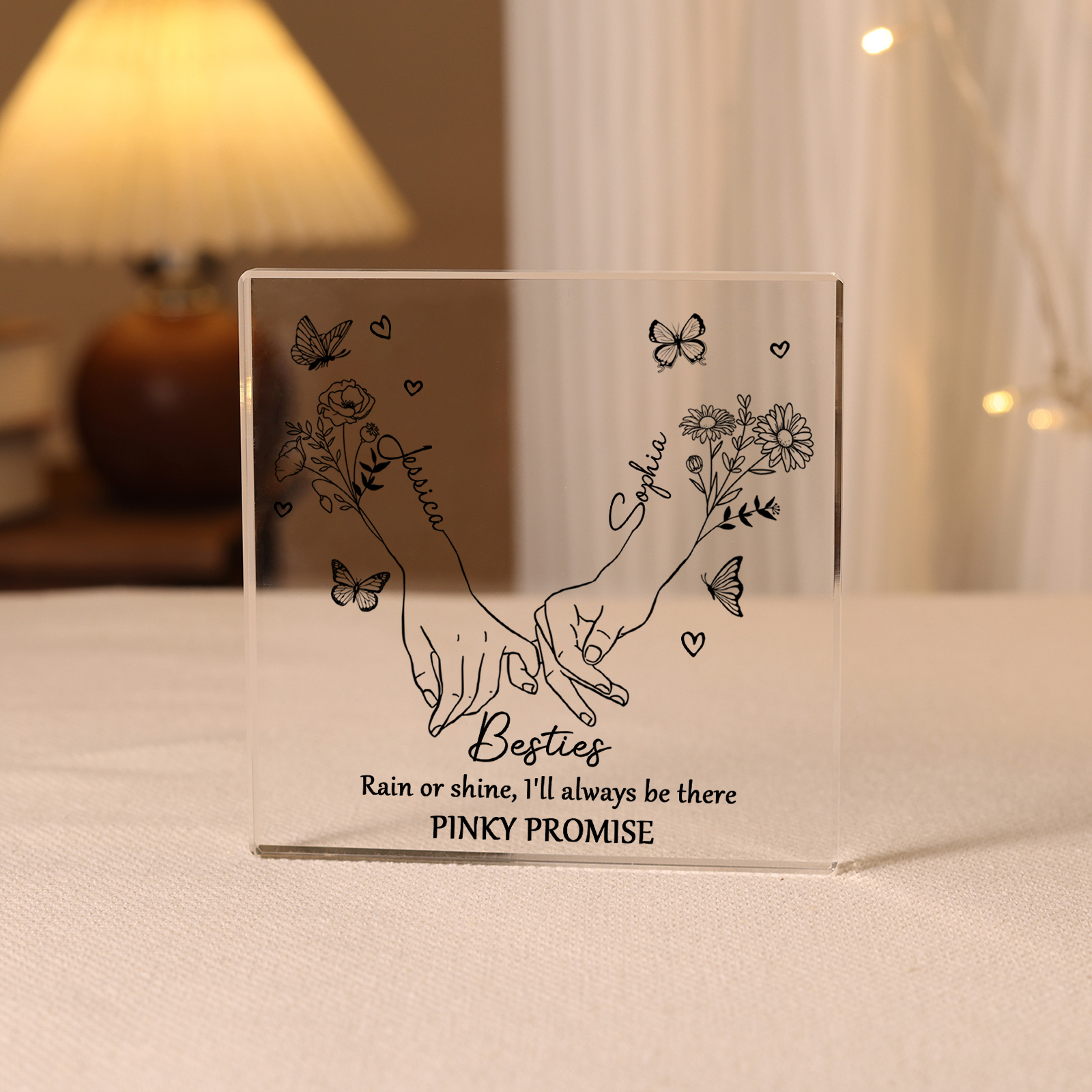 Personalised Acrylic Plaque Custom 2 Names 2 Birth Flowers Gift for Soul Sister Bestie Friend-Jessemade AU