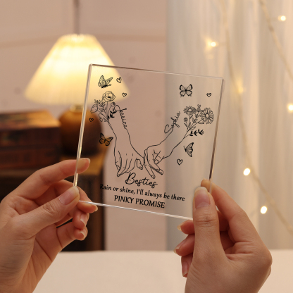 Personalised Acrylic Plaque Custom 2 Names 2 Birth Flowers Gift for Soul Sister Bestie Friend-Jessemade AU