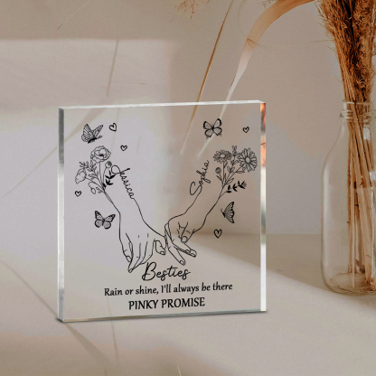 Personalised Acrylic Plaque Custom 2 Names 2 Birth Flowers Gift for Soul Sister Bestie Friend-Jessemade AU