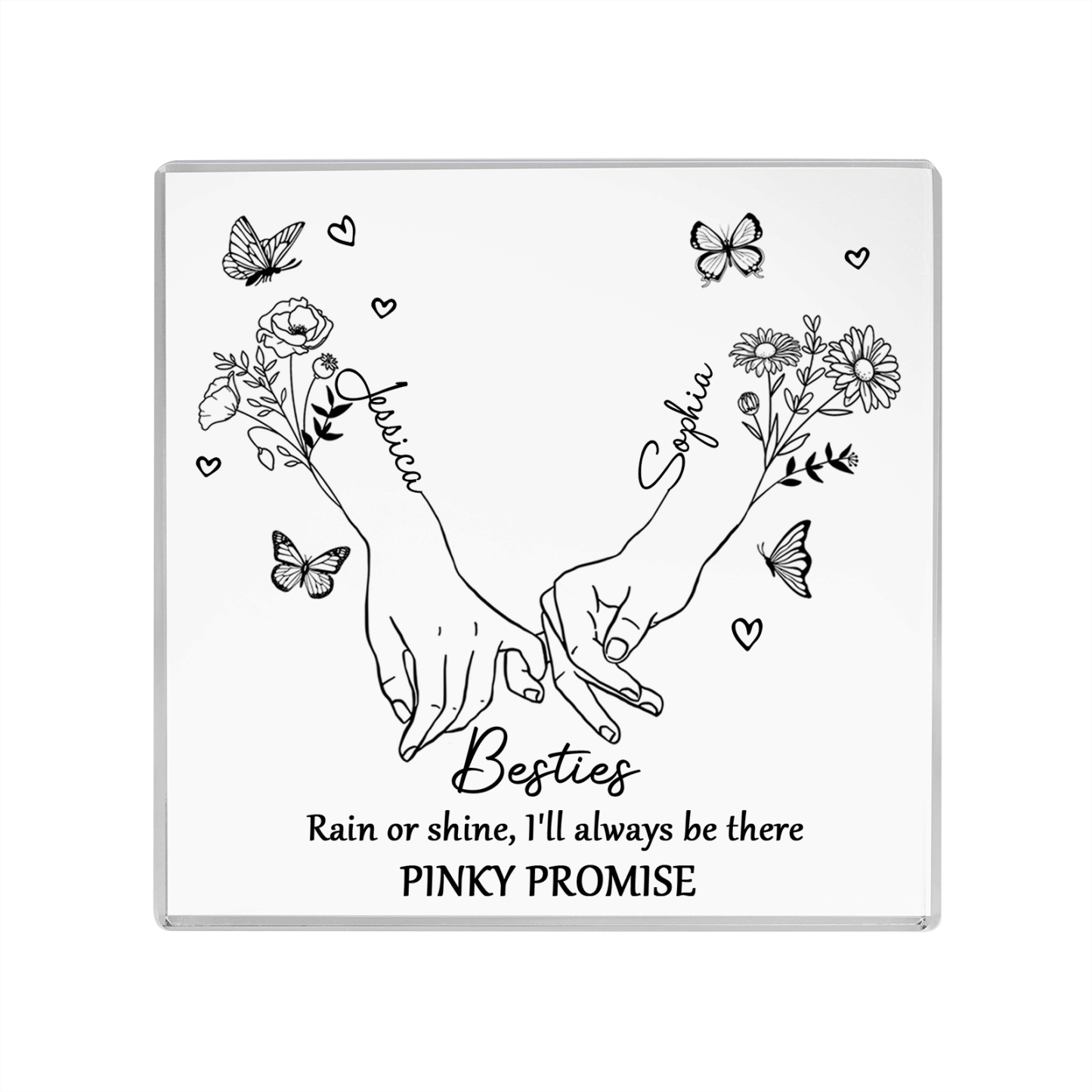 Personalised Acrylic Plaque Custom 2 Names 2 Birth Flowers Gift for Soul Sister Bestie Friend-Jessemade AU