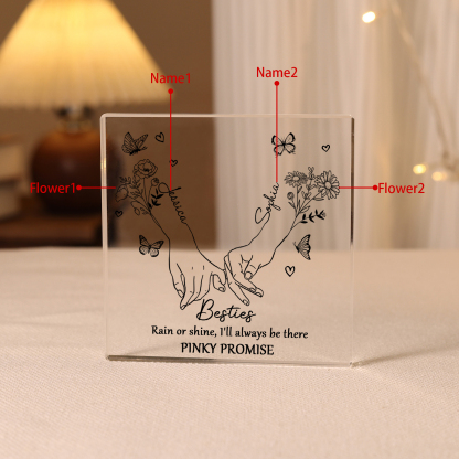 Personalised Acrylic Plaque Custom 2 Names 2 Birth Flowers Gift for Soul Sister Bestie Friend-Jessemade AU