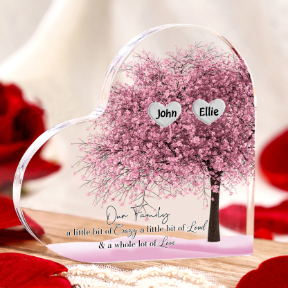 Personalised Pink Family Tree Acrylic Heart Plaque Custom 1–10 Names Ornament Christmas Gifts for Dad/Mum-Jessemade AU