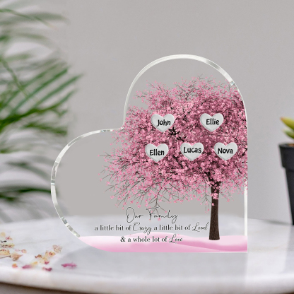 Personalised Pink Family Tree Acrylic Heart Plaque Custom 1–10 Names Ornament Christmas Gifts for Dad/Mum-Jessemade AU