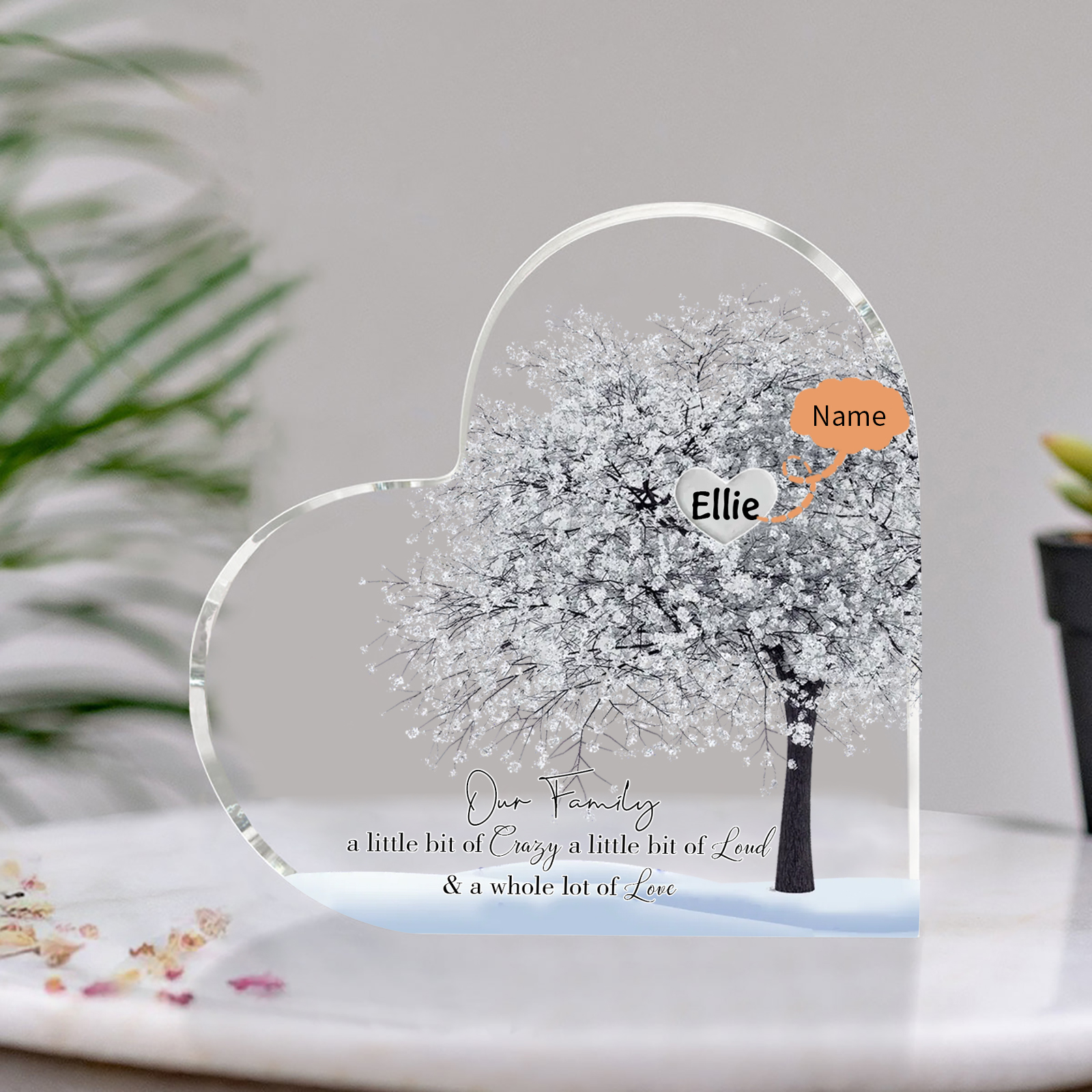 Personalised Silver Family Tree Acrylic Heart Plaque Custom 1–10 Names Ornament Christmas Gifts for Grandpa/Grandma-Jessemade AU