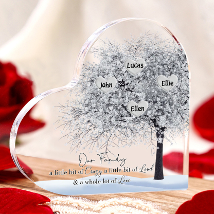 Personalised Silver Family Tree Acrylic Heart Plaque Custom 1–10 Names Ornament Christmas Gifts for Grandpa/Grandma-Jessemade AU