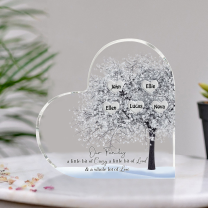 Personalised Silver Family Tree Acrylic Heart Plaque Custom 1–10 Names Ornament Christmas Gifts for Grandpa/Grandma-Jessemade AU