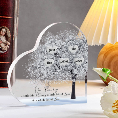 Personalised Silver Family Tree Acrylic Heart Plaque Custom 1–10 Names Ornament Christmas Gifts for Grandpa/Grandma-Jessemade AU