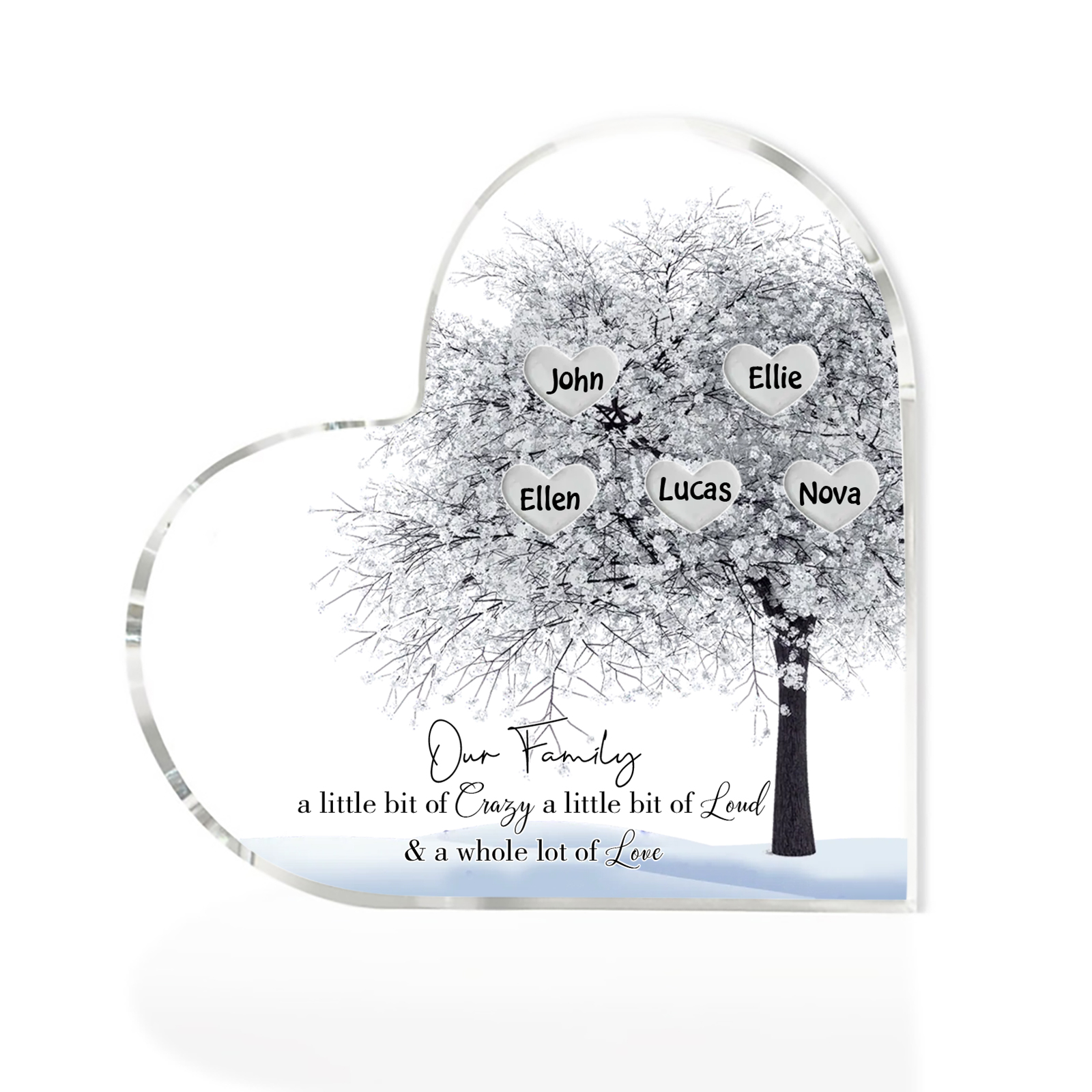 Personalised Silver Family Tree Acrylic Heart Plaque Custom 1–10 Names Ornament Christmas Gifts for Grandpa/Grandma-Jessemade AU