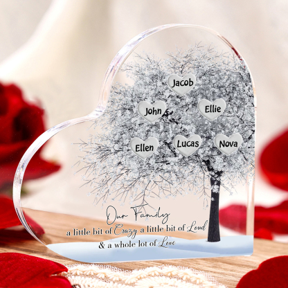 Personalised Silver Family Tree Acrylic Heart Plaque Custom 1–10 Names Ornament Christmas Gifts for Grandpa/Grandma-Jessemade AU