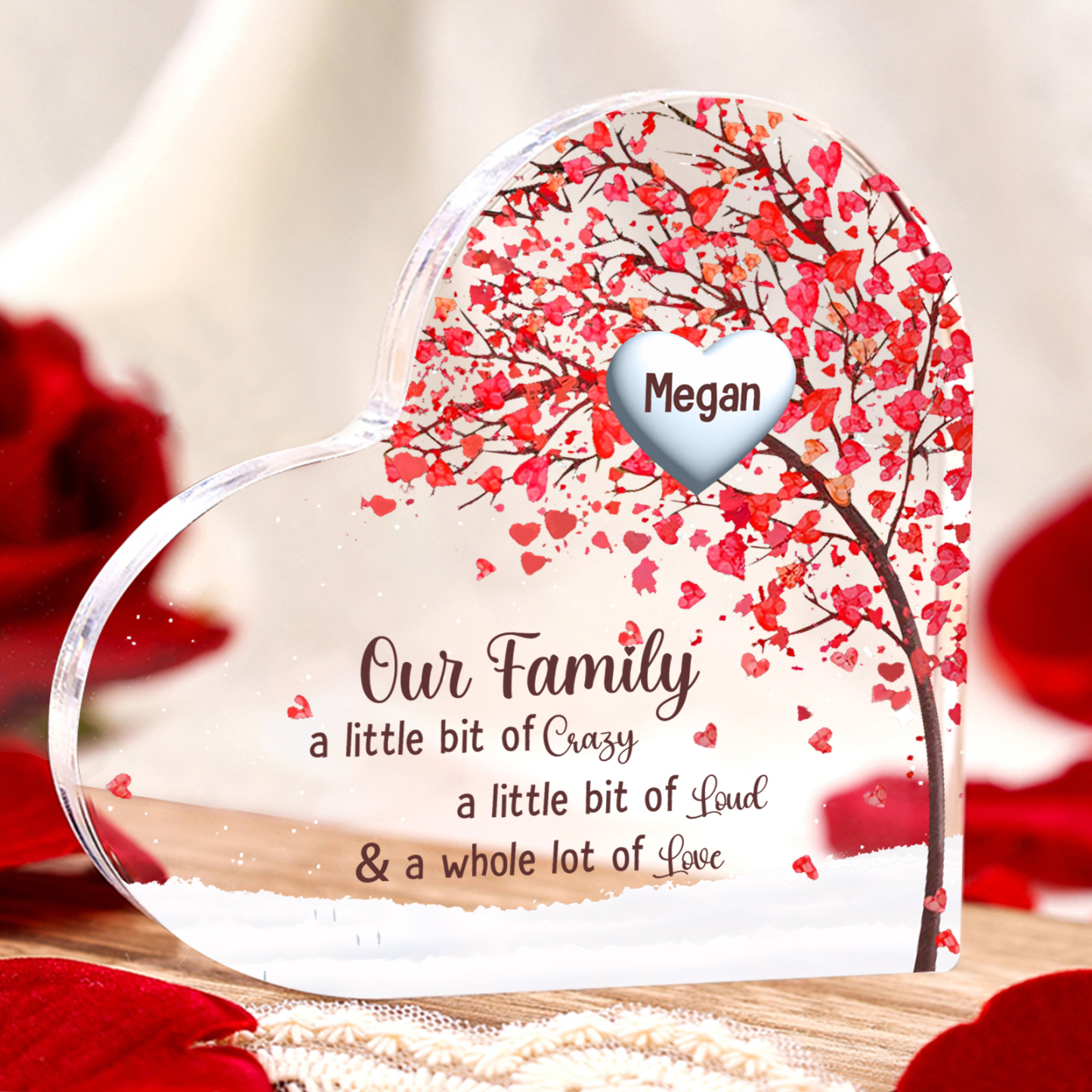 Personalised Red Family Tree Acrylic Heart Plaque Custom 1–10 Names Ornament Christmas Gifts for Nan/Mum-Jessemade AU