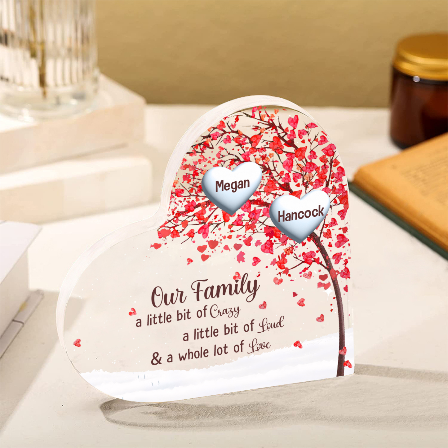 Family Tree Personalised Heart Acrylic Plaque with Custom 1-10 Names Heartfelt Gift-Jessemade AU