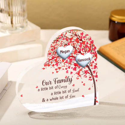 Family Tree Personalised Heart Acrylic Plaque with Custom 1-10 Names Heartfelt Gift-Jessemade AU