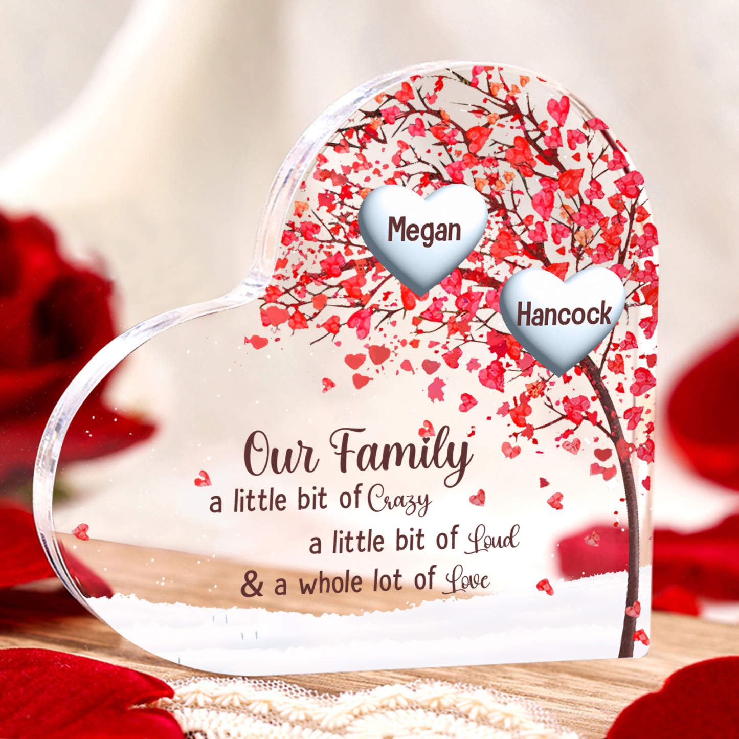 Family Tree Personalised Heart Acrylic Plaque with Custom 1-10 Names Heartfelt Gift-Jessemade AU