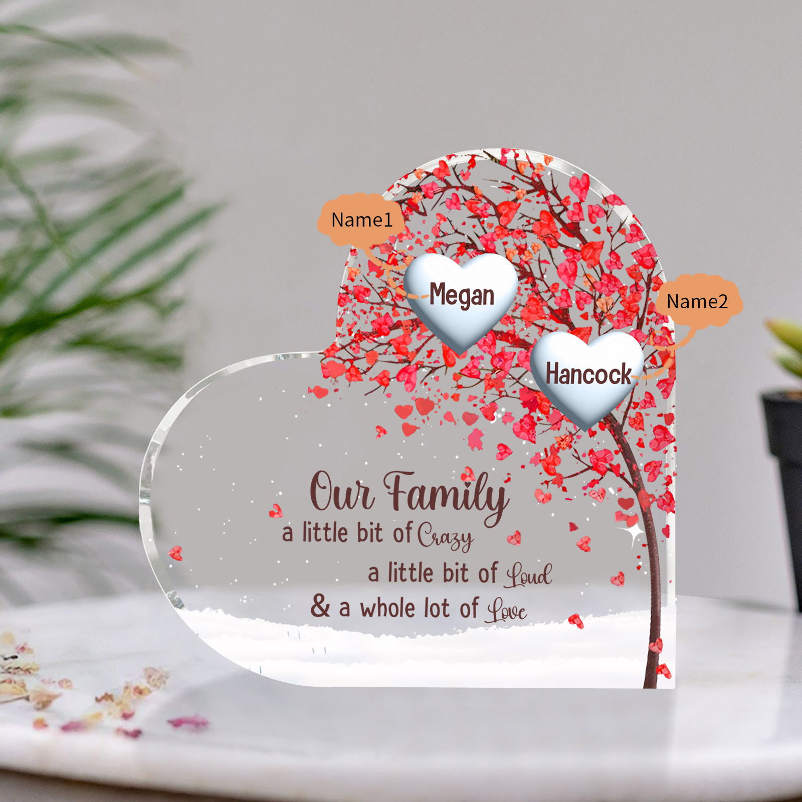Family Tree Personalised Heart Acrylic Plaque with Custom 1-10 Names Heartfelt Gift-Jessemade AU