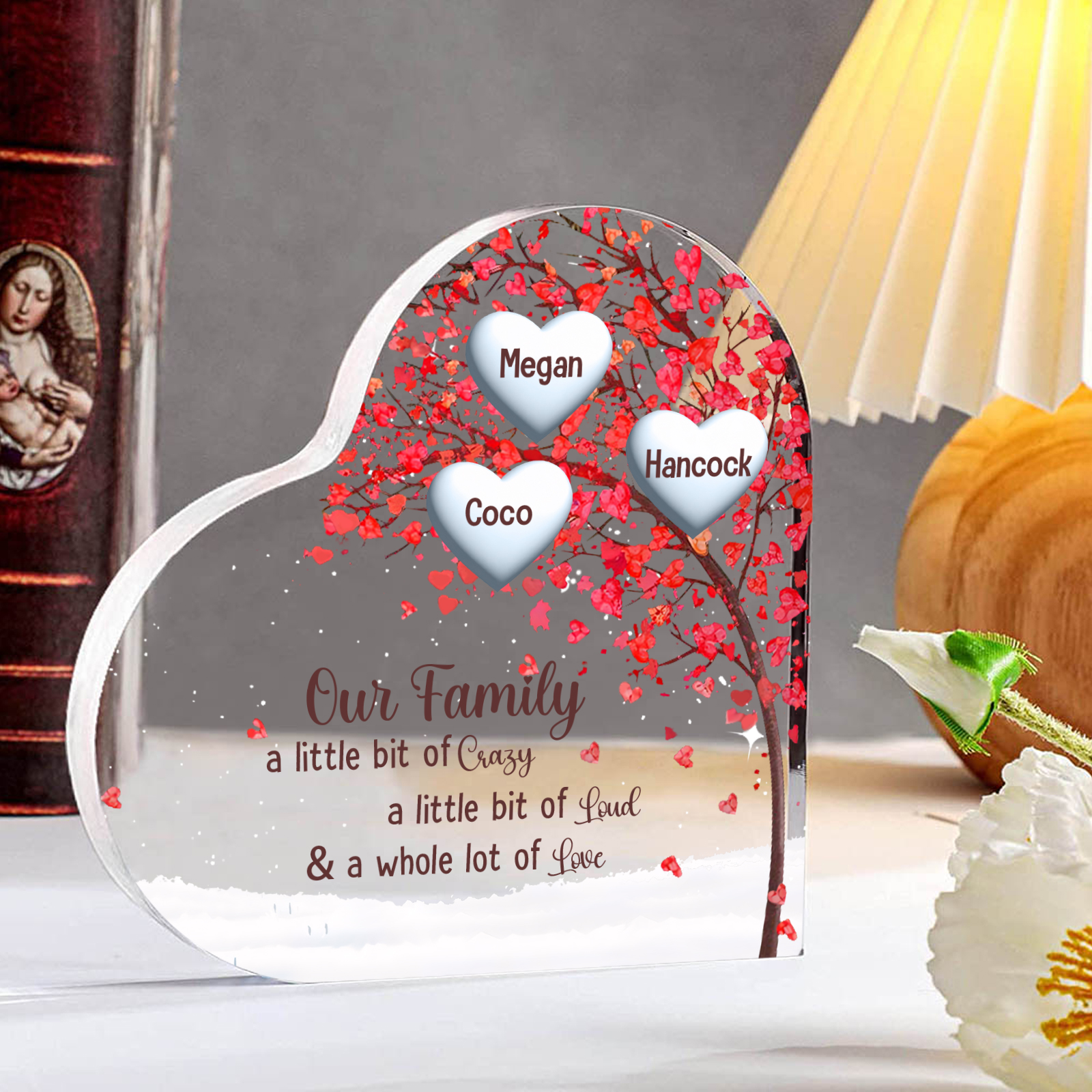 Family Tree Personalised Heart Acrylic Plaque with Custom 1-10 Names Heartfelt Gift-Jessemade AU