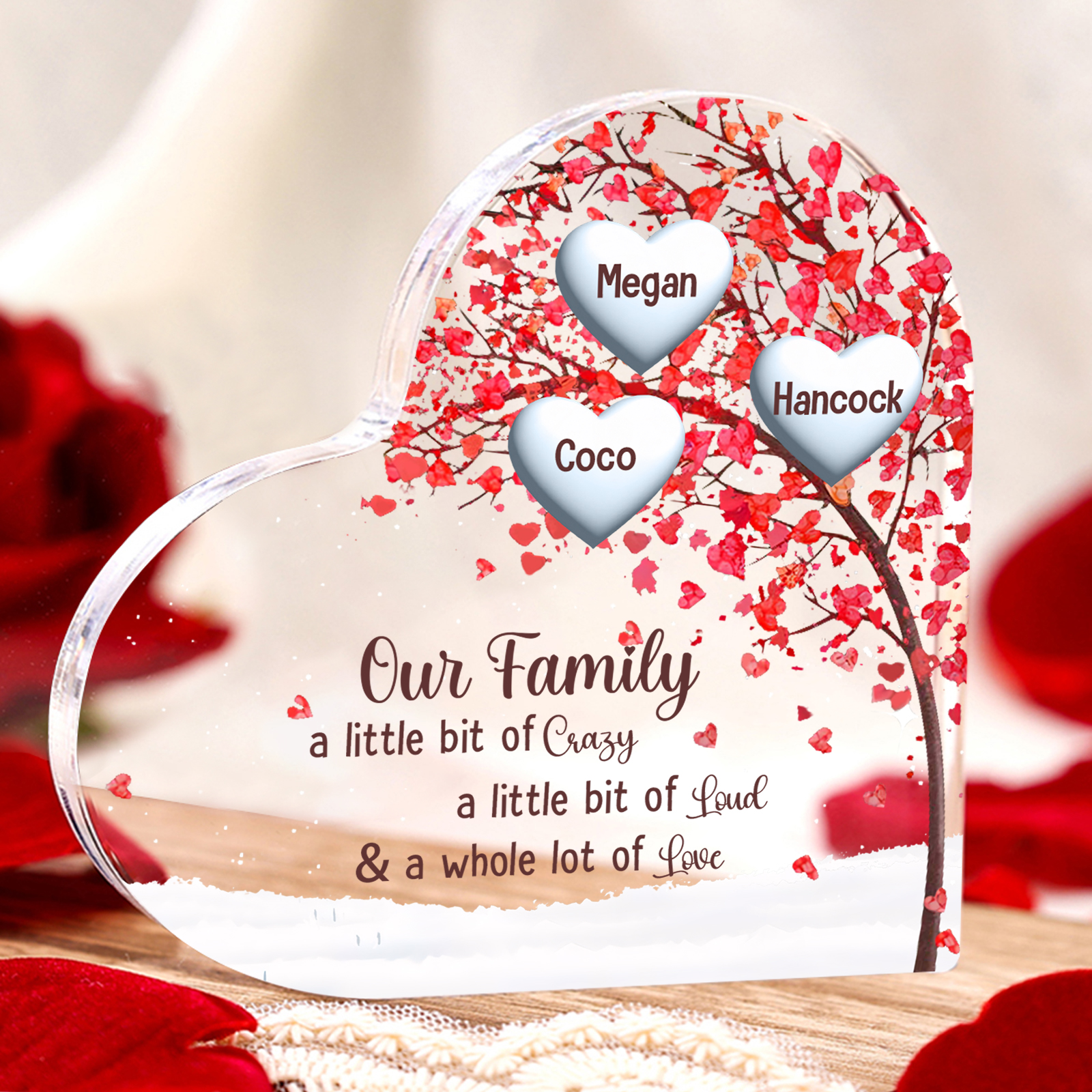 Family Tree Personalised Heart Acrylic Plaque with Custom 1-10 Names Heartfelt Gift-Jessemade AU
