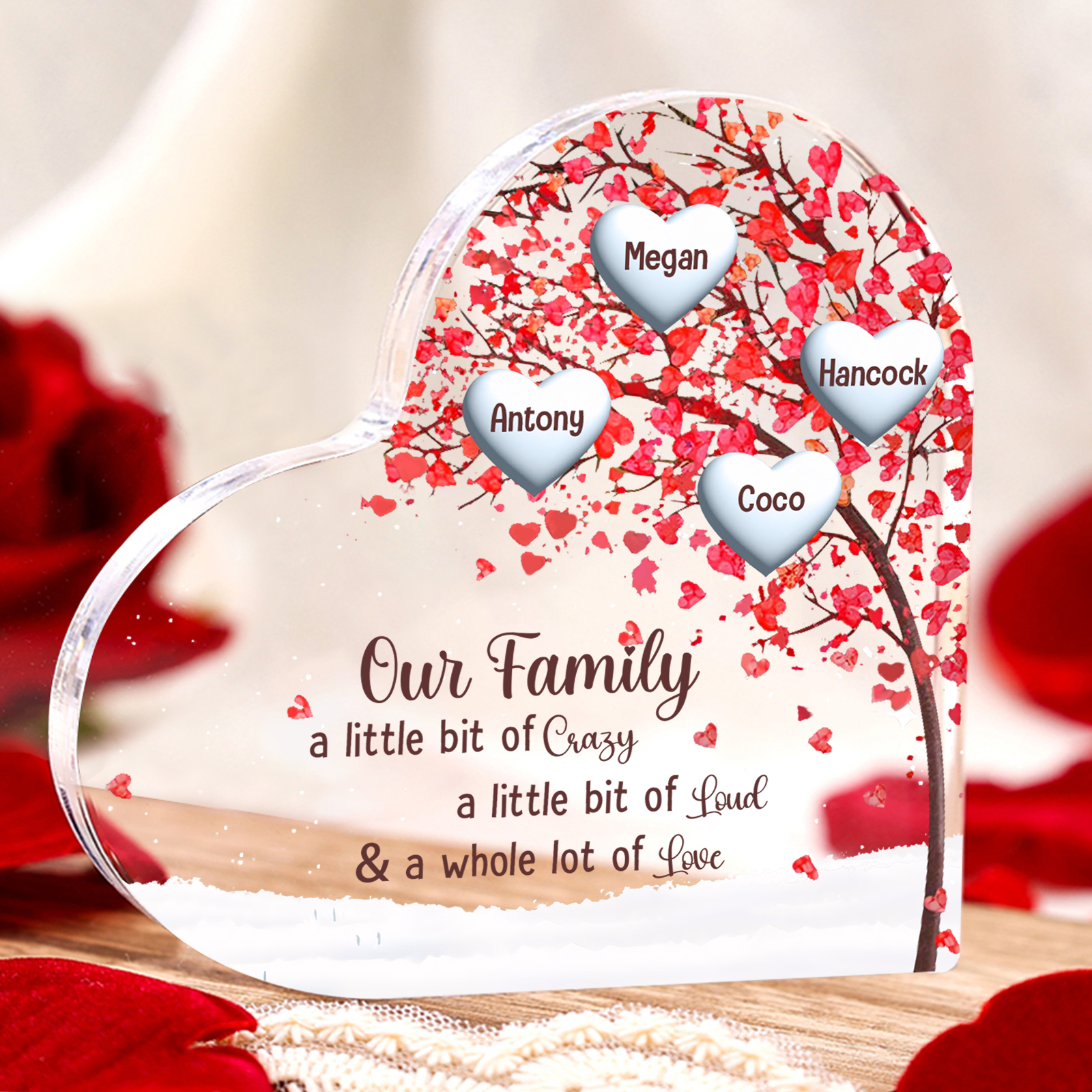 Family Tree Personalised Heart Acrylic Plaque with Custom 1-10 Names Heartfelt Gift-Jessemade AU