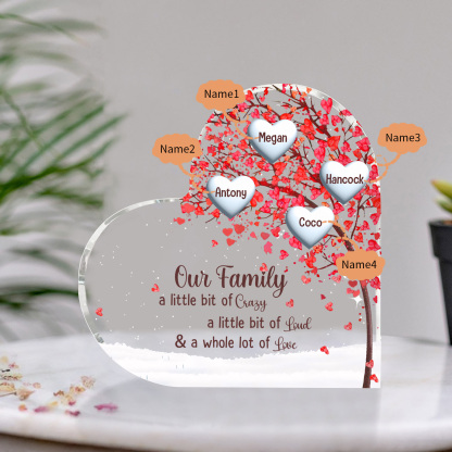 Family Tree Personalised Heart Acrylic Plaque with Custom 1-10 Names Heartfelt Gift-Jessemade AU