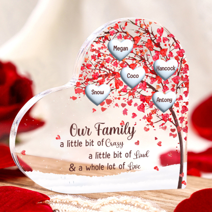 Personalised Red Family Tree Acrylic Heart Plaque Custom 1–10 Names Ornament Christmas Gifts for Nan/Mum-Jessemade AU