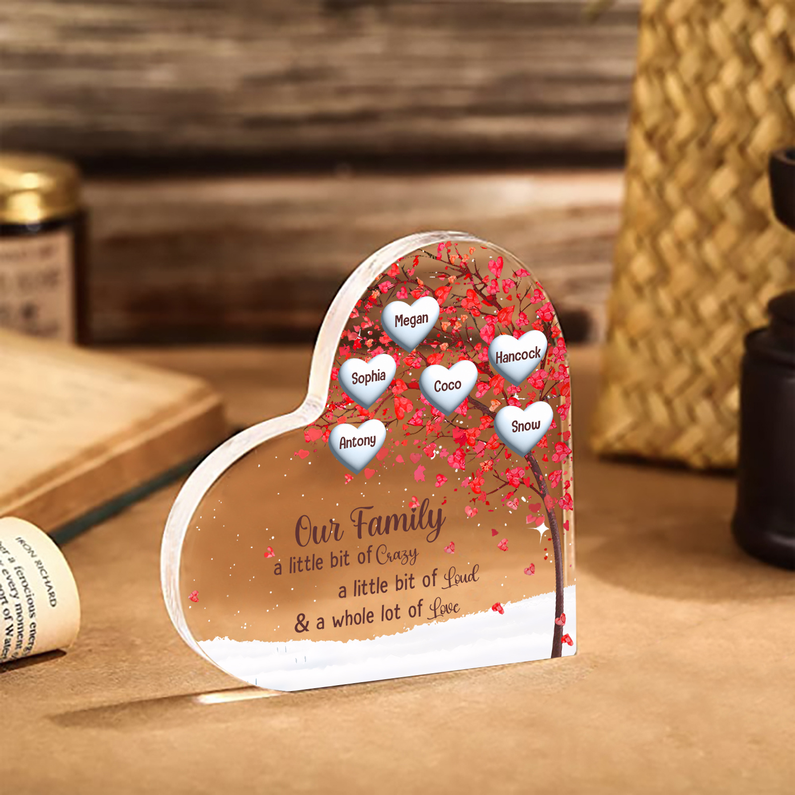 Family Tree Personalised Heart Acrylic Plaque with Custom 1-10 Names Heartfelt Gift-Jessemade AU