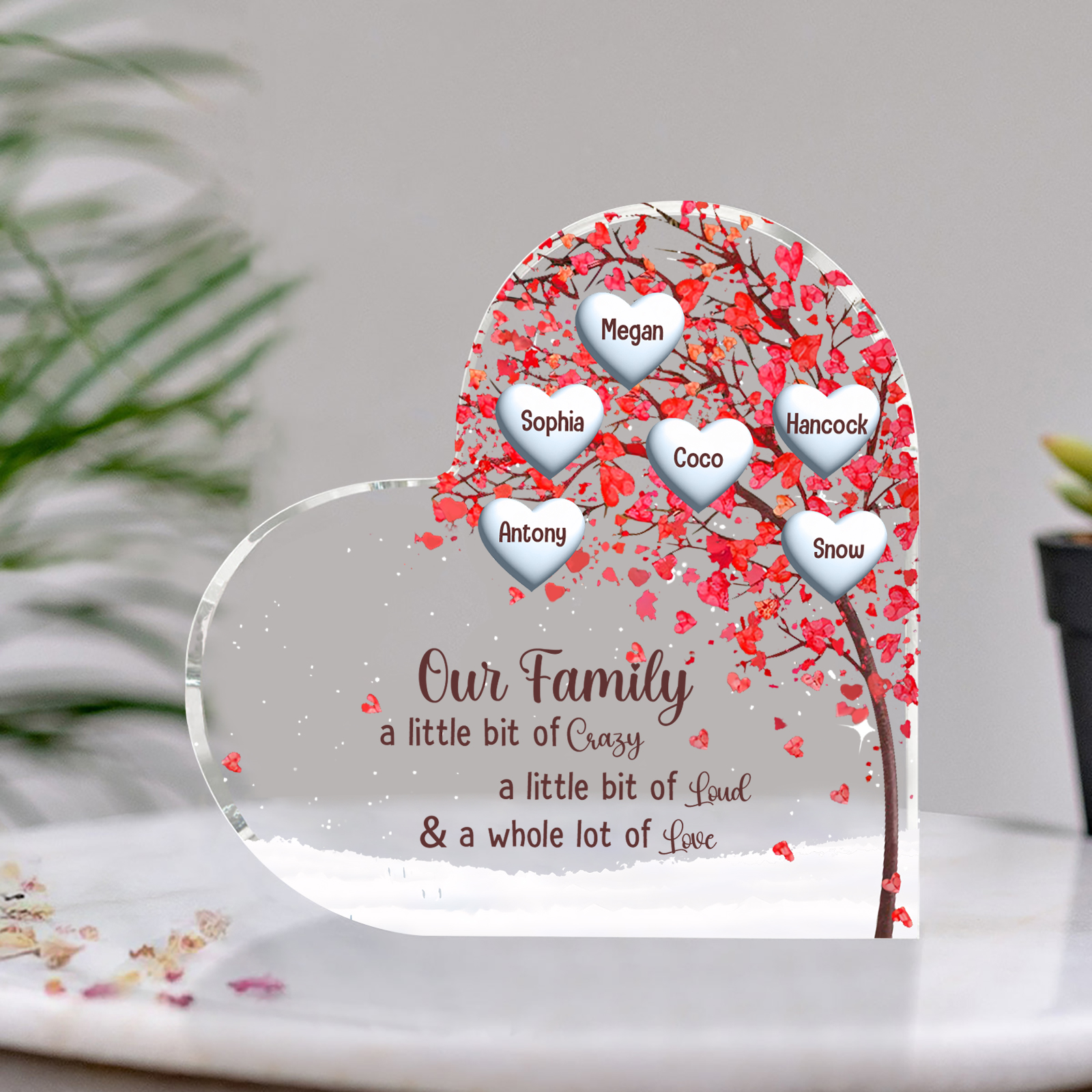 Family Tree Personalised Heart Acrylic Plaque with Custom 1-10 Names Heartfelt Gift-Jessemade AU